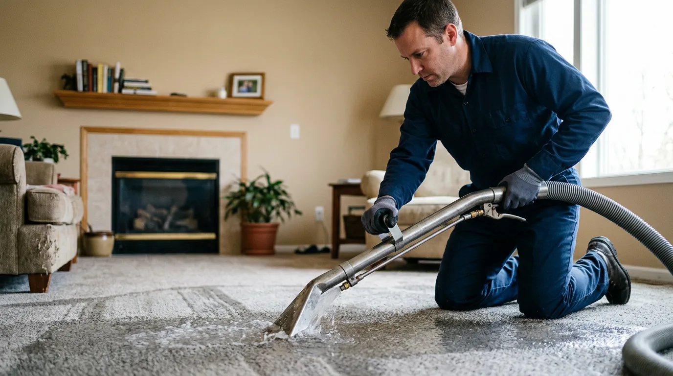Water damage restoration technician working near Morehead, KY